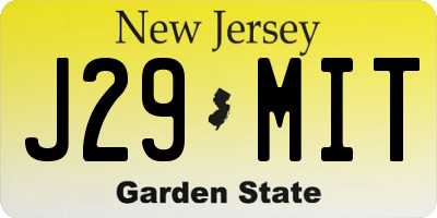 NJ license plate J29MIT