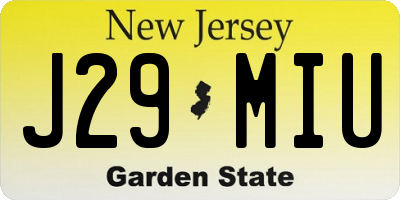 NJ license plate J29MIU