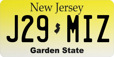 NJ license plate J29MIZ