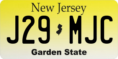 NJ license plate J29MJC