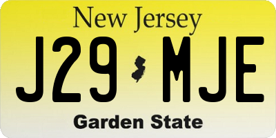 NJ license plate J29MJE
