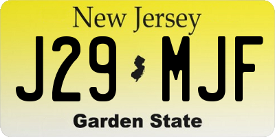 NJ license plate J29MJF