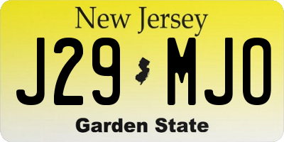 NJ license plate J29MJO