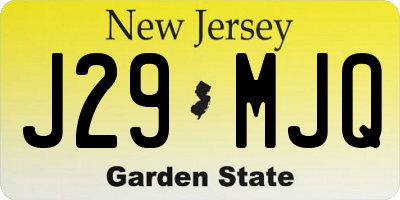 NJ license plate J29MJQ