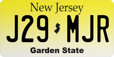 NJ license plate J29MJR
