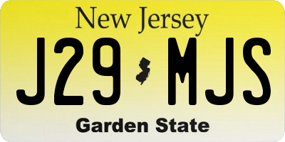 NJ license plate J29MJS
