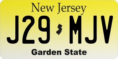 NJ license plate J29MJV