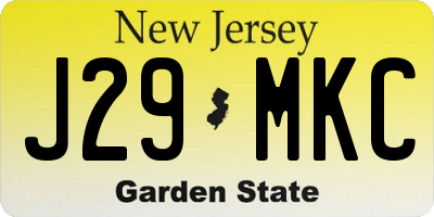 NJ license plate J29MKC