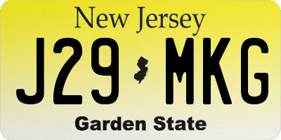 NJ license plate J29MKG