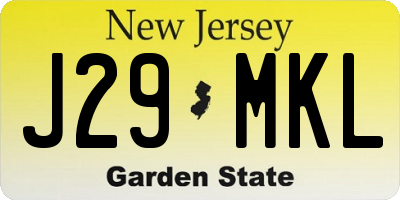NJ license plate J29MKL