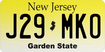 NJ license plate J29MKO