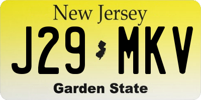 NJ license plate J29MKV