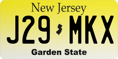 NJ license plate J29MKX
