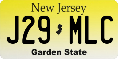 NJ license plate J29MLC