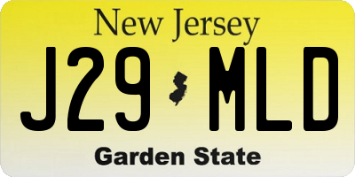 NJ license plate J29MLD