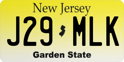 NJ license plate J29MLK