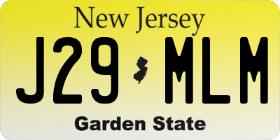 NJ license plate J29MLM
