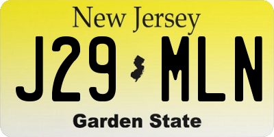 NJ license plate J29MLN