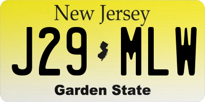 NJ license plate J29MLW