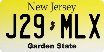 NJ license plate J29MLX