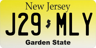 NJ license plate J29MLY
