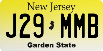 NJ license plate J29MMB