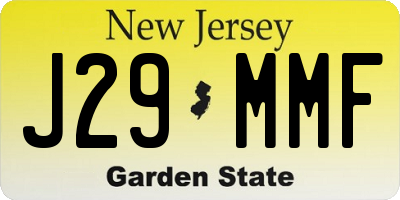 NJ license plate J29MMF
