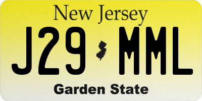 NJ license plate J29MML