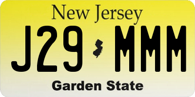 NJ license plate J29MMM