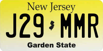 NJ license plate J29MMR