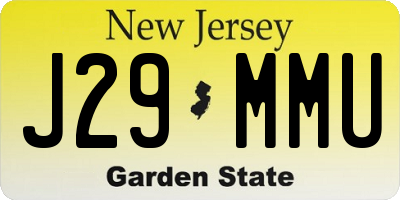 NJ license plate J29MMU