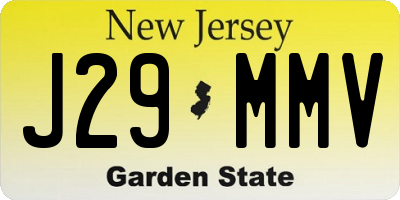 NJ license plate J29MMV