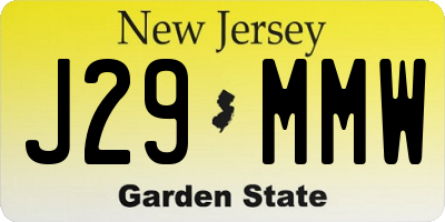 NJ license plate J29MMW