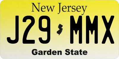 NJ license plate J29MMX