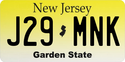 NJ license plate J29MNK