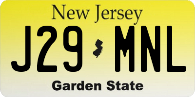 NJ license plate J29MNL