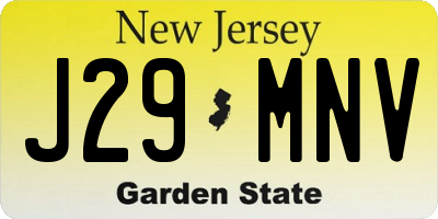 NJ license plate J29MNV