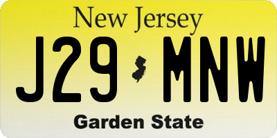 NJ license plate J29MNW