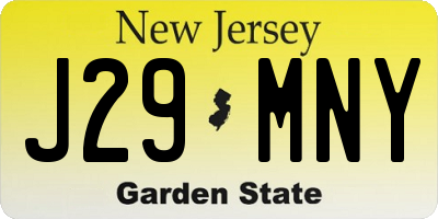 NJ license plate J29MNY