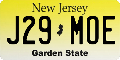 NJ license plate J29MOE