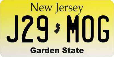 NJ license plate J29MOG