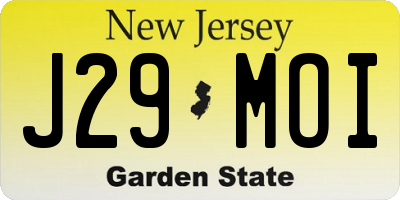 NJ license plate J29MOI