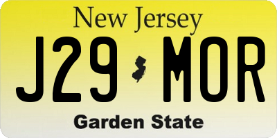 NJ license plate J29MOR
