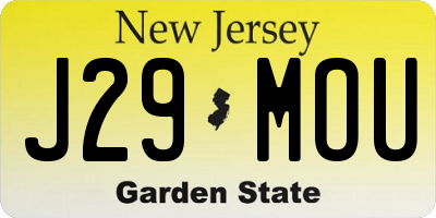 NJ license plate J29MOU