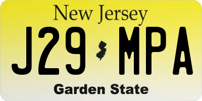 NJ license plate J29MPA