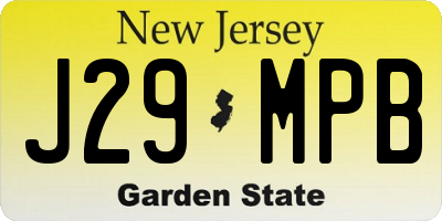 NJ license plate J29MPB
