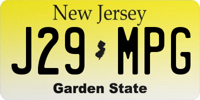NJ license plate J29MPG