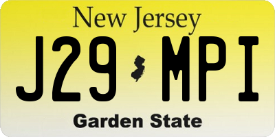 NJ license plate J29MPI