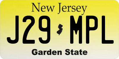 NJ license plate J29MPL