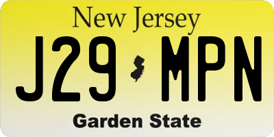 NJ license plate J29MPN